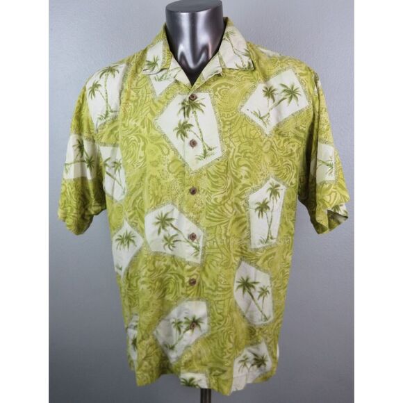 Tommy Bahama Other - Mens Tommy Bahama Shirt Hawaiian Button Front‎ Paisley Floral Green Size L Silk